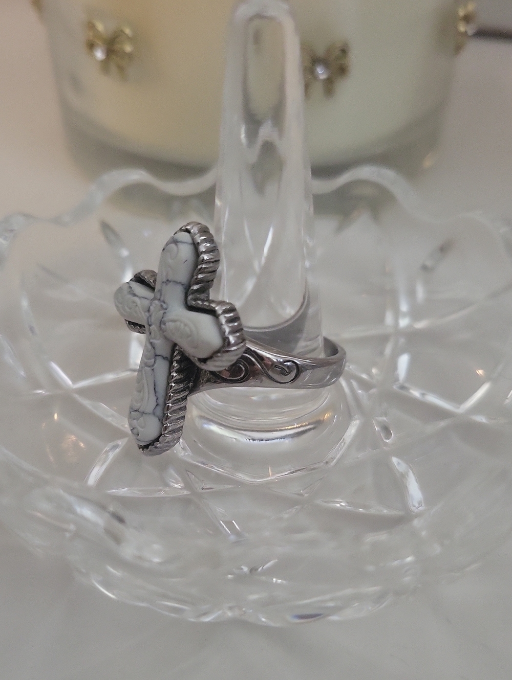 vintage silver orante cross ring ✝️ boho goth fairy witchy - Picture 3 of 5